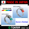 Aço inoxidável, braçadeira de segurança. Feito no Japão pela TOYOX. Longo tempo de vida e resistentes a ferrugem (braçadeira de corda)